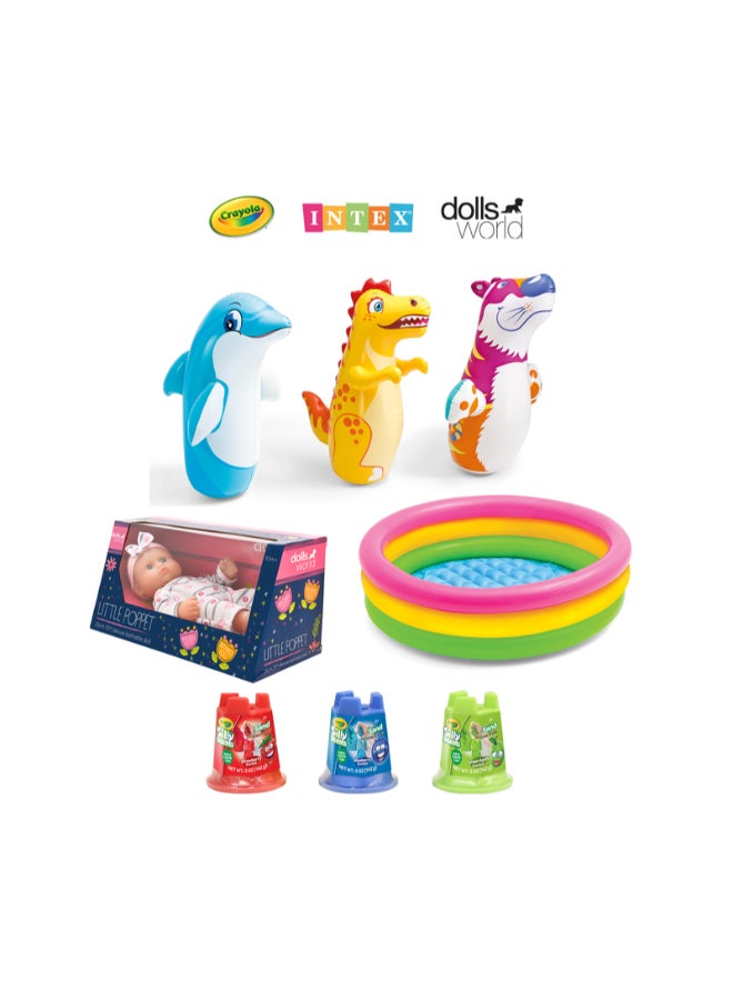 Ultimate Girl 3+ Years Surprise Gift Box - 5-Piece Mega Toy Bundle featuring Barbie, Intex & Dolls world - Premium Birthday Gift Set "Limited Edition Bundle" - Image 1